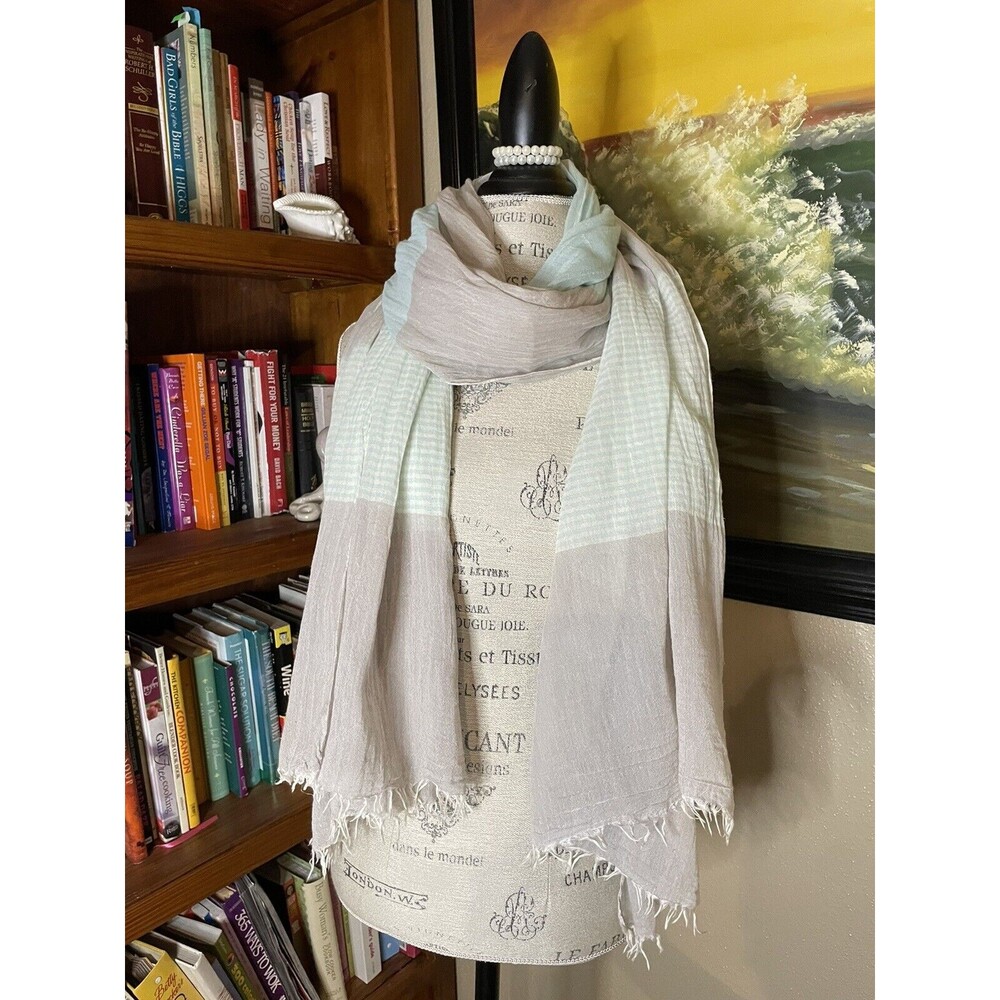 Dreamy Seaside Nautical Striped Beach Coverup Sarong Wrap Shawl Tichel Scarf